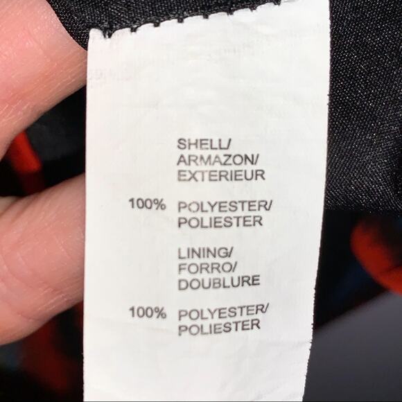 Kensie sleeveless black red stripe western print shift dress w back tie small S - Picture 4 of 6